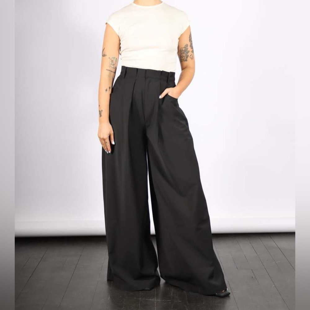 TIBI Tropical Wool Walker Wide leg pant, 00
